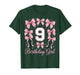 9th Birthday Shirt for Girls Coquette Bow Nine 9 Year Old T-Shirt