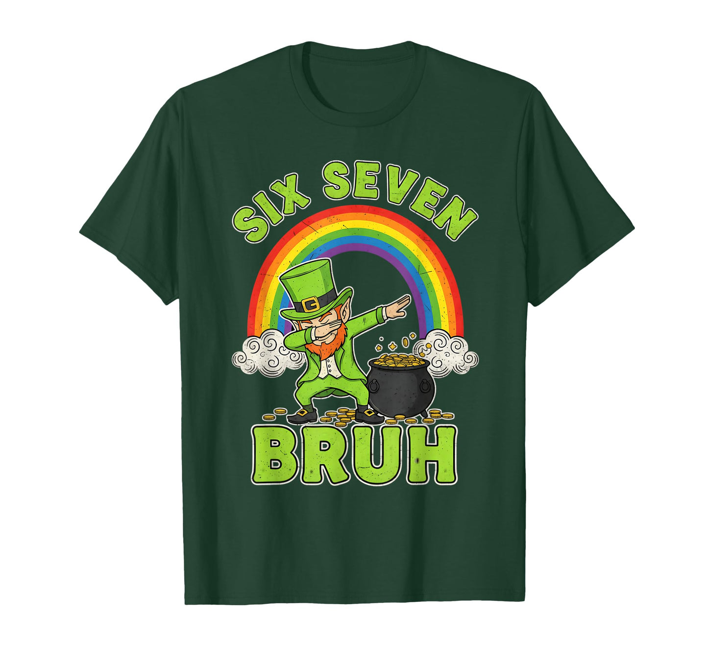 Six Seven St Patricks Day Dabbing Leprechaun Boys Girls Men T-Shirt