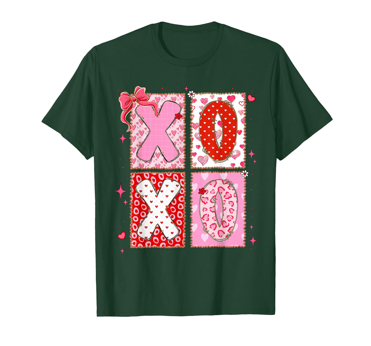Valentine XOXO Preppy Heart Coquette Bow Girl Kid Women T-Shirt