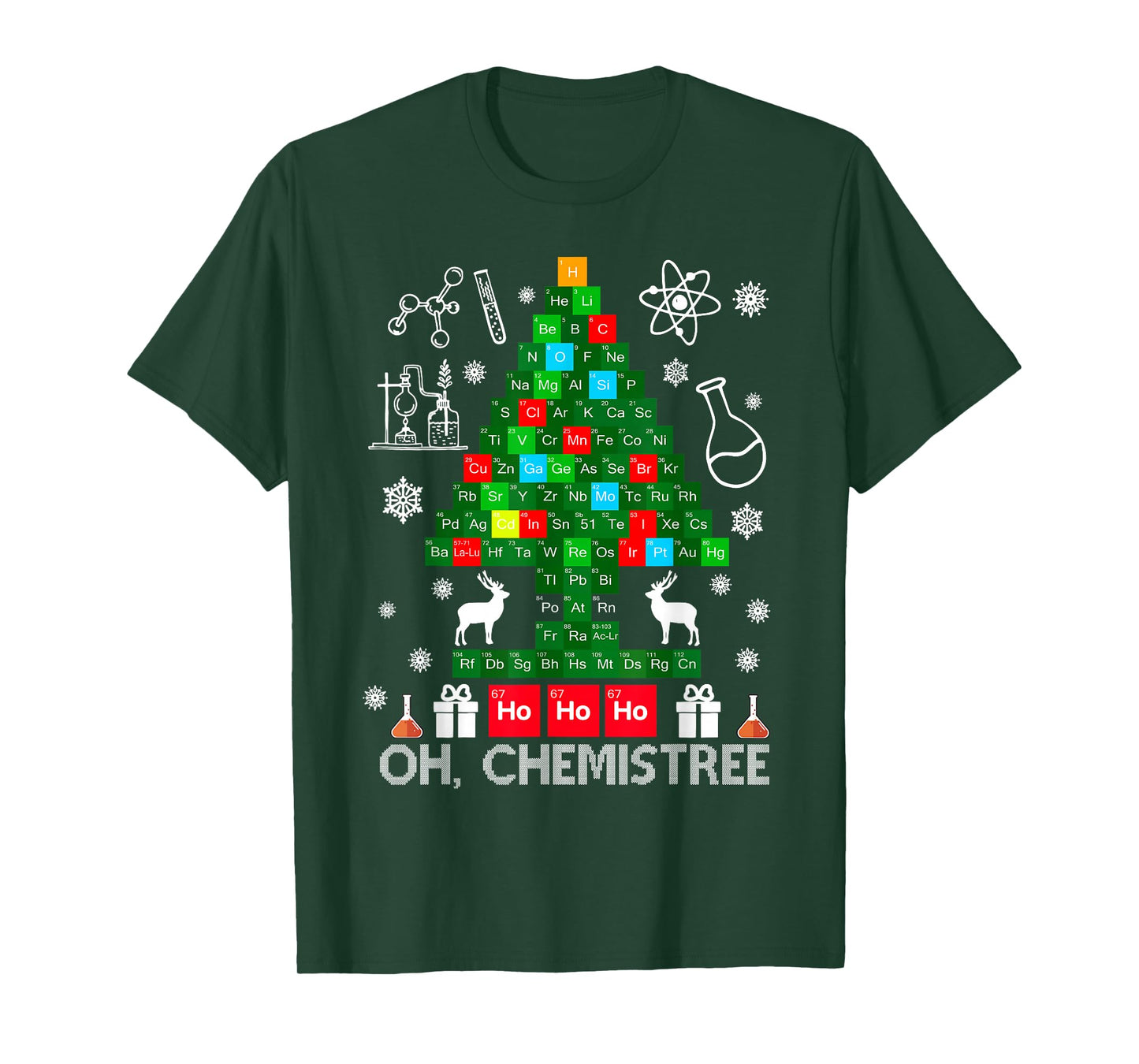 Oh Chemistree Scientist Chemical Christmas Xmas Teacher T-Shirt