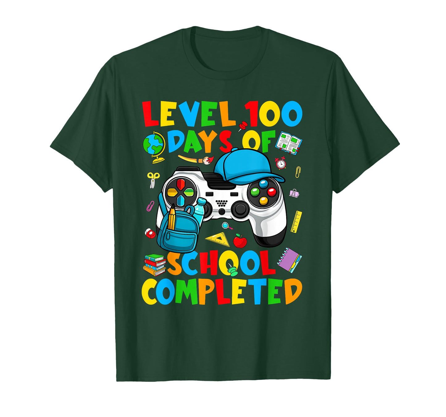 Level 100 Days of School Completed Boys Gamer for Video Game T-Shirt