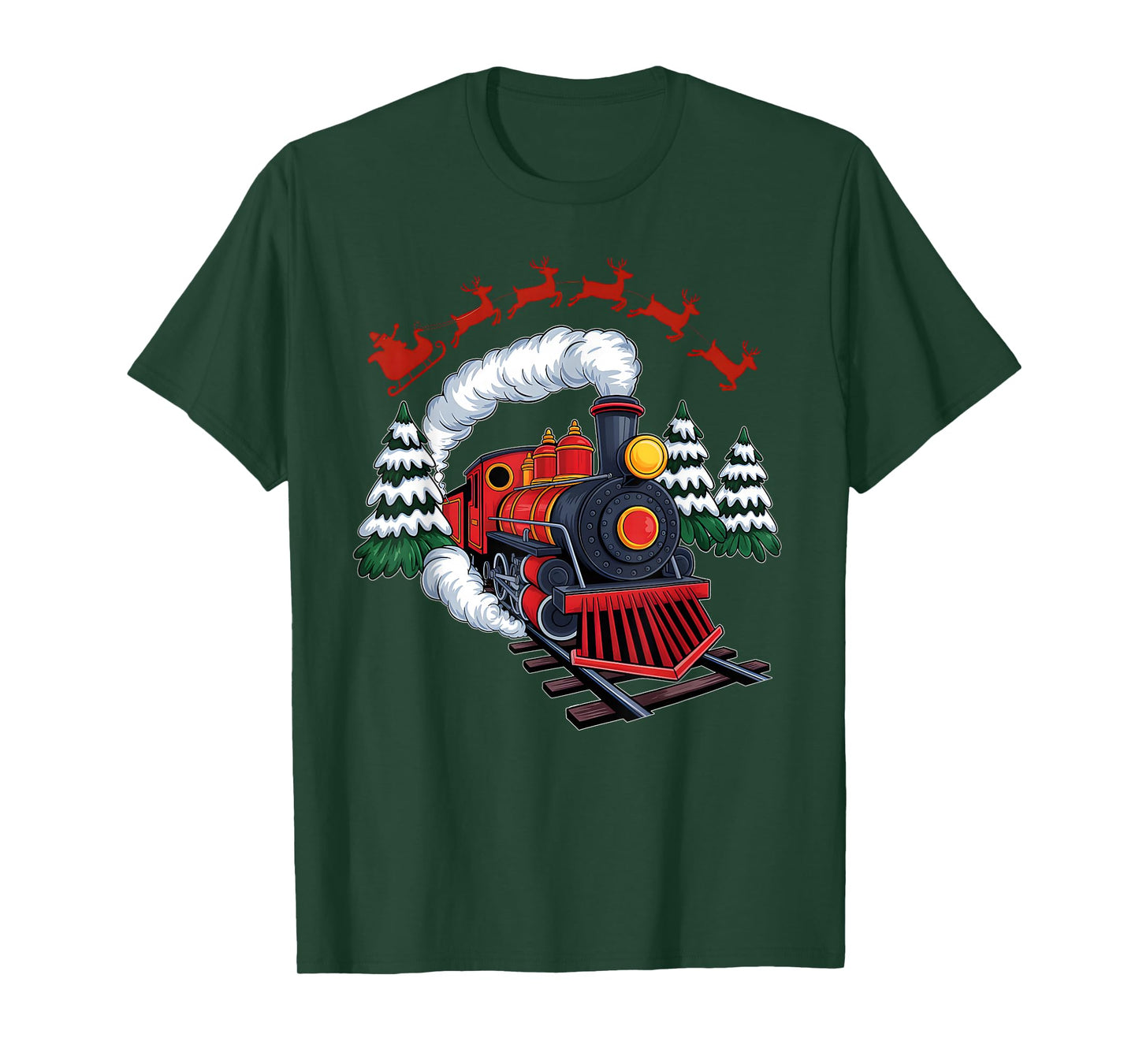 Funny Christmas Train Xmas Pajamas Railroad Trains Lover T-Shirt