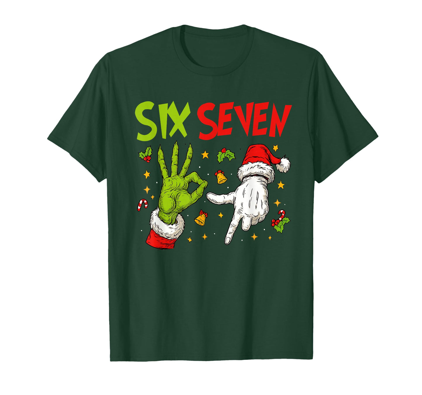 Trending Six Seven Meme Christmas 67 Xmas Men Women Kids T-Shirt