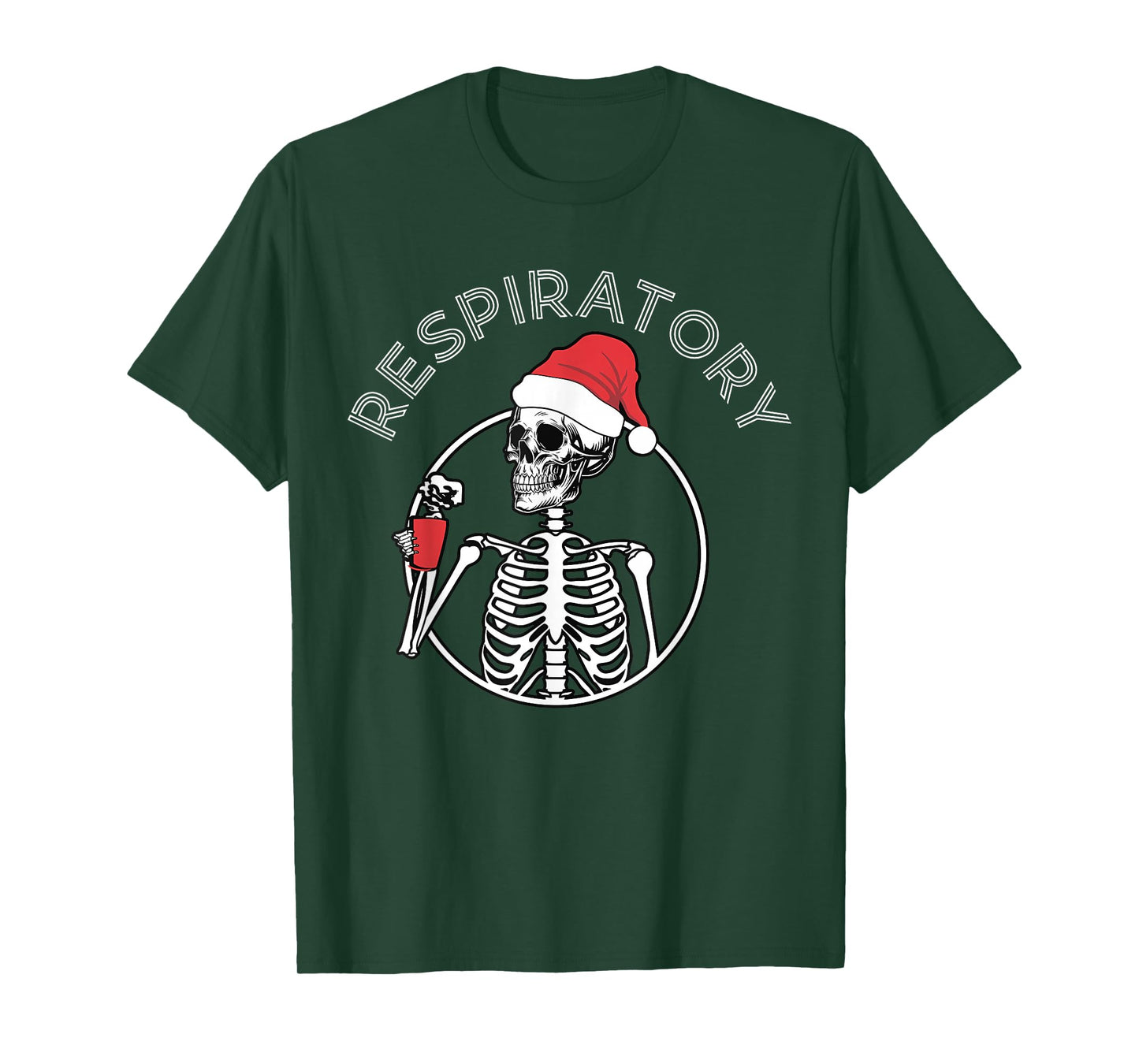 Skeleton Santa Respiratory Therapist Christmas Pulmonologist T-Shirt