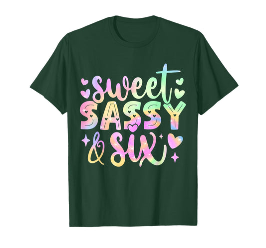 6th Birthday Girl Sweet Sassy and Six 6 Years Old Girls Kids T-Shirt