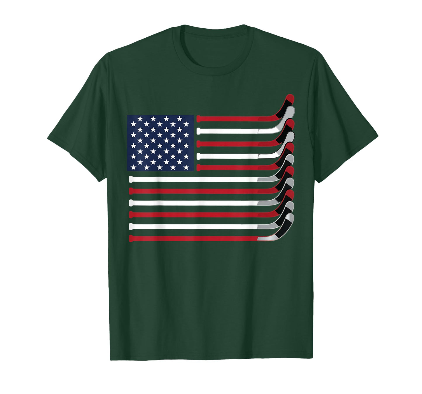 Hockey Stick USA Flag Hockey Player T-Shirt