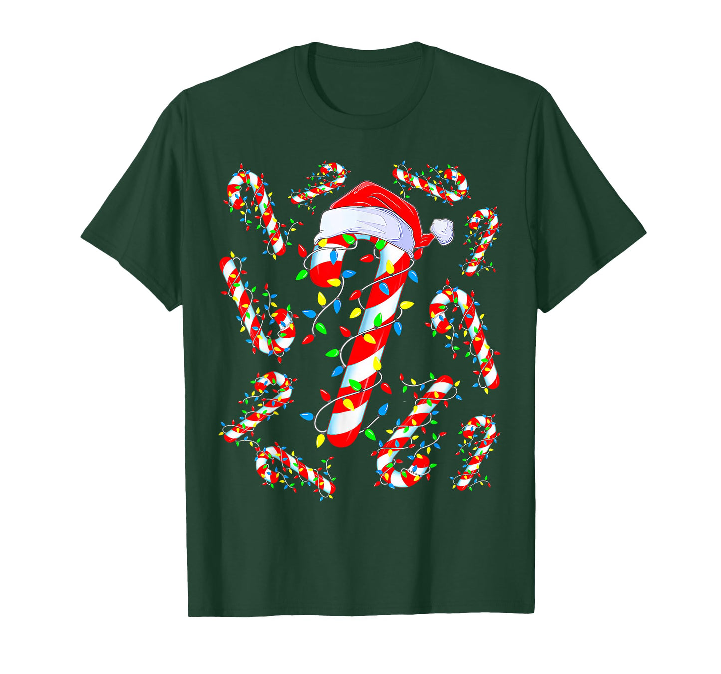 Candy Cane Crew Red and White Santa Funny Christmas Lights T-Shirt