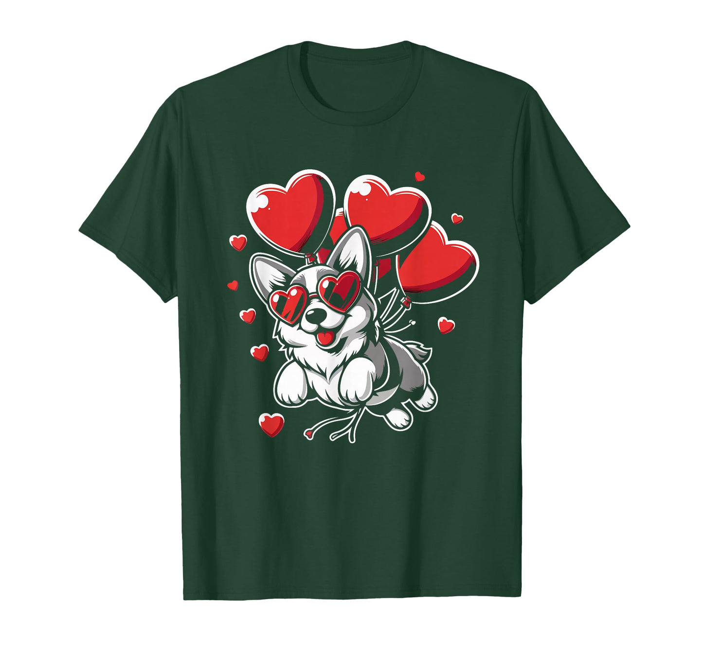 Funny Cute Dog Valentines Day Heart Balloons Corgi Dog Lover T-Shirt