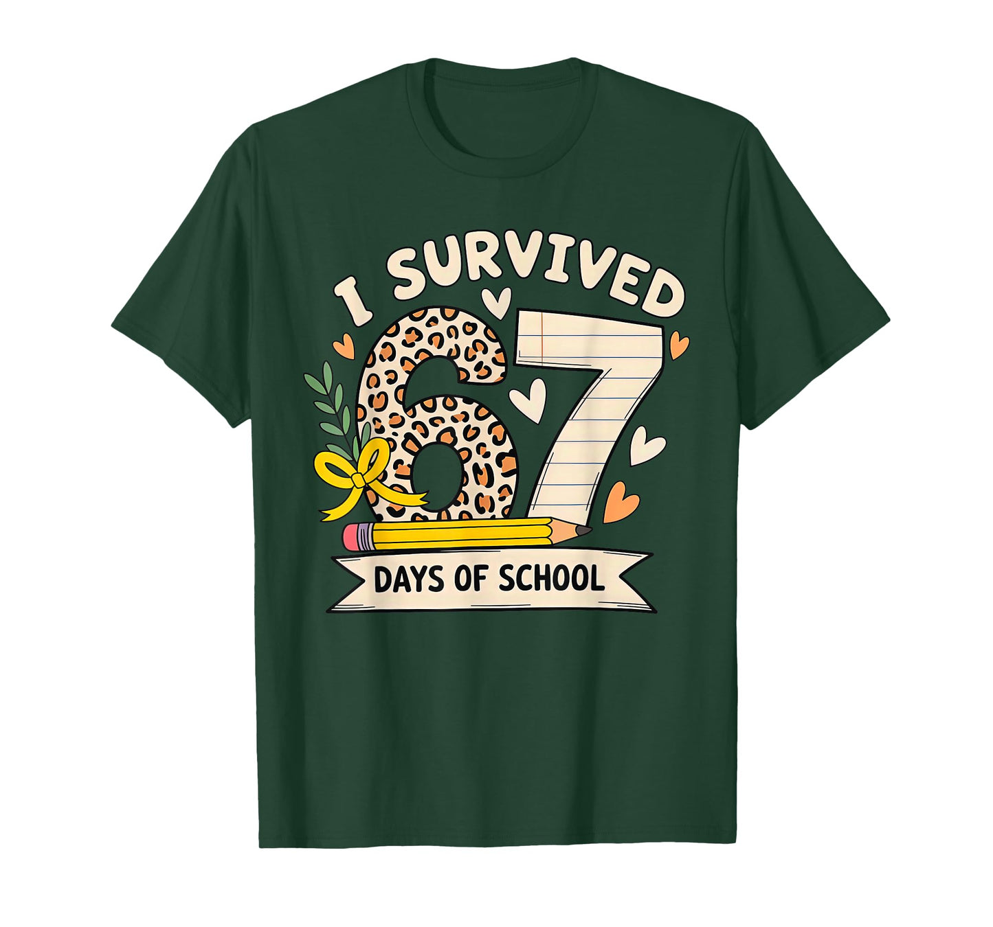 I Survived 67 Days of School Leopard Student Style T-Shirt