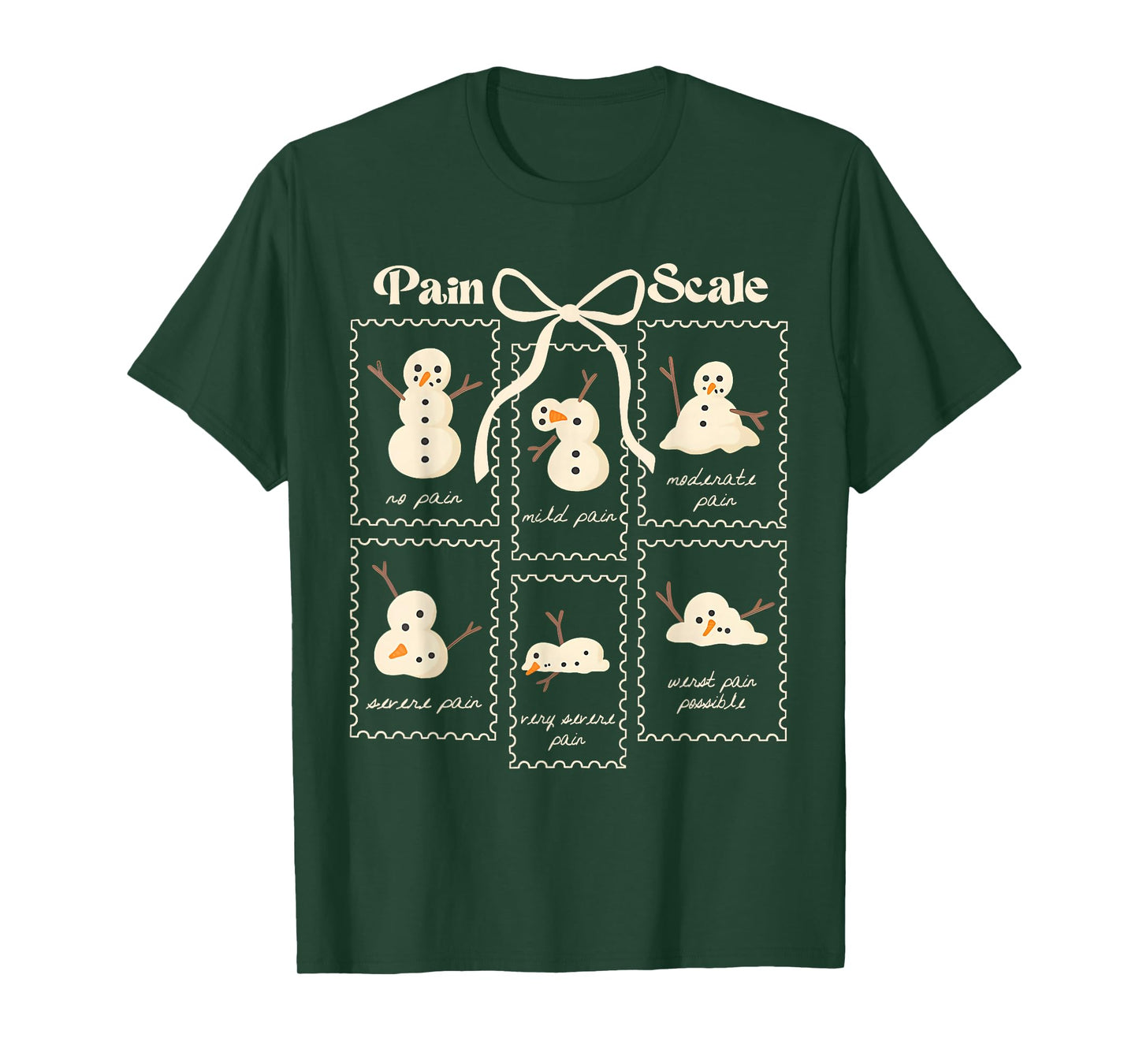 Pain Scale Snowman Funny Nurse Christmas ICU Nurse T-Shirt