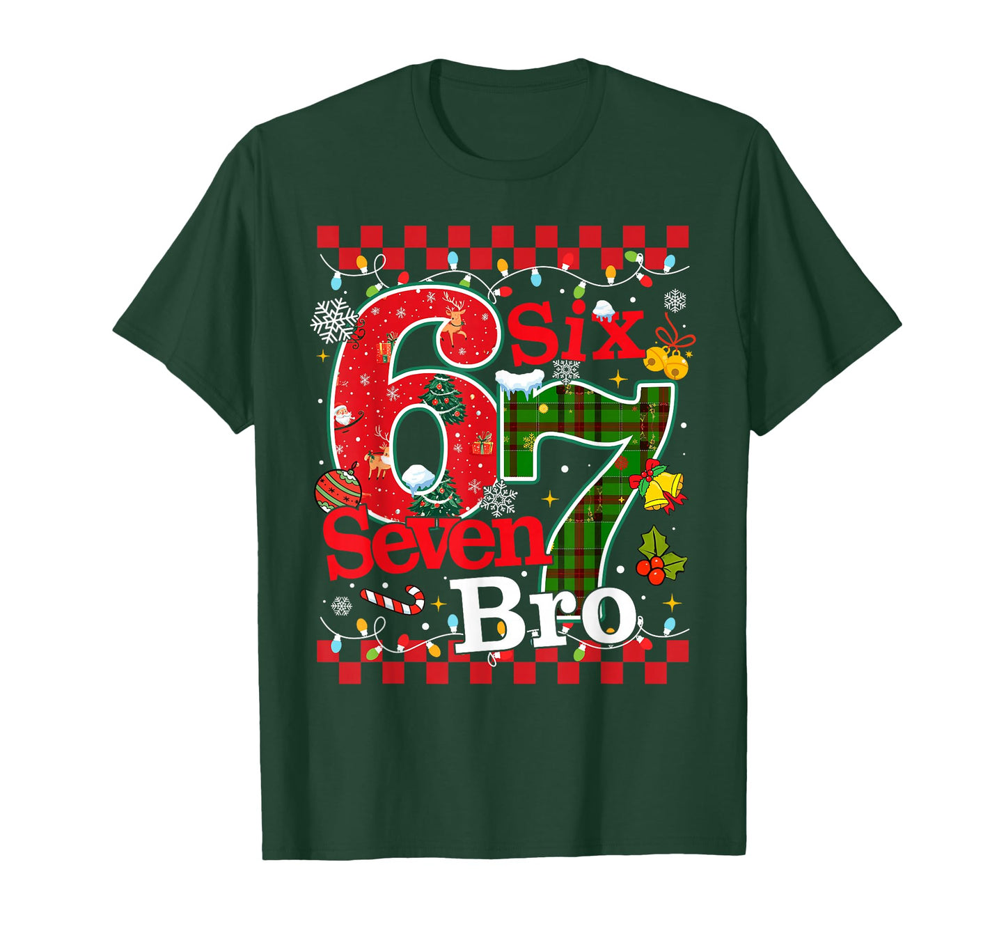 Six Seven Christmas Bro Funny Brainrot Meme 67 Gen Z Slang T-Shirt