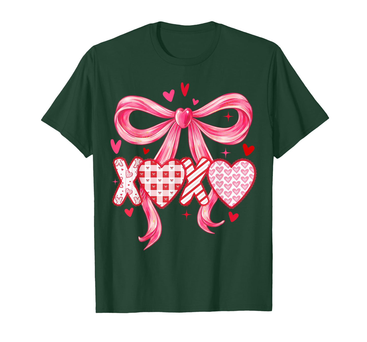 Preppy XOXO Valentines Day Coquette Bow Girls Women Loved T-Shirt