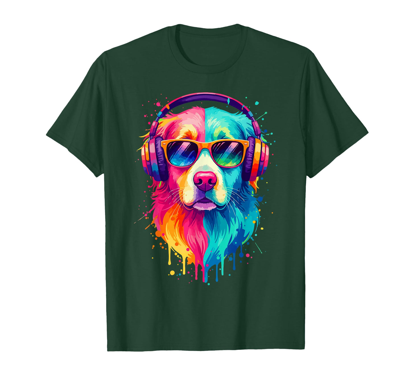Dog Wearing Headphones and Sunglasses EDM Rave Design T-Shirt