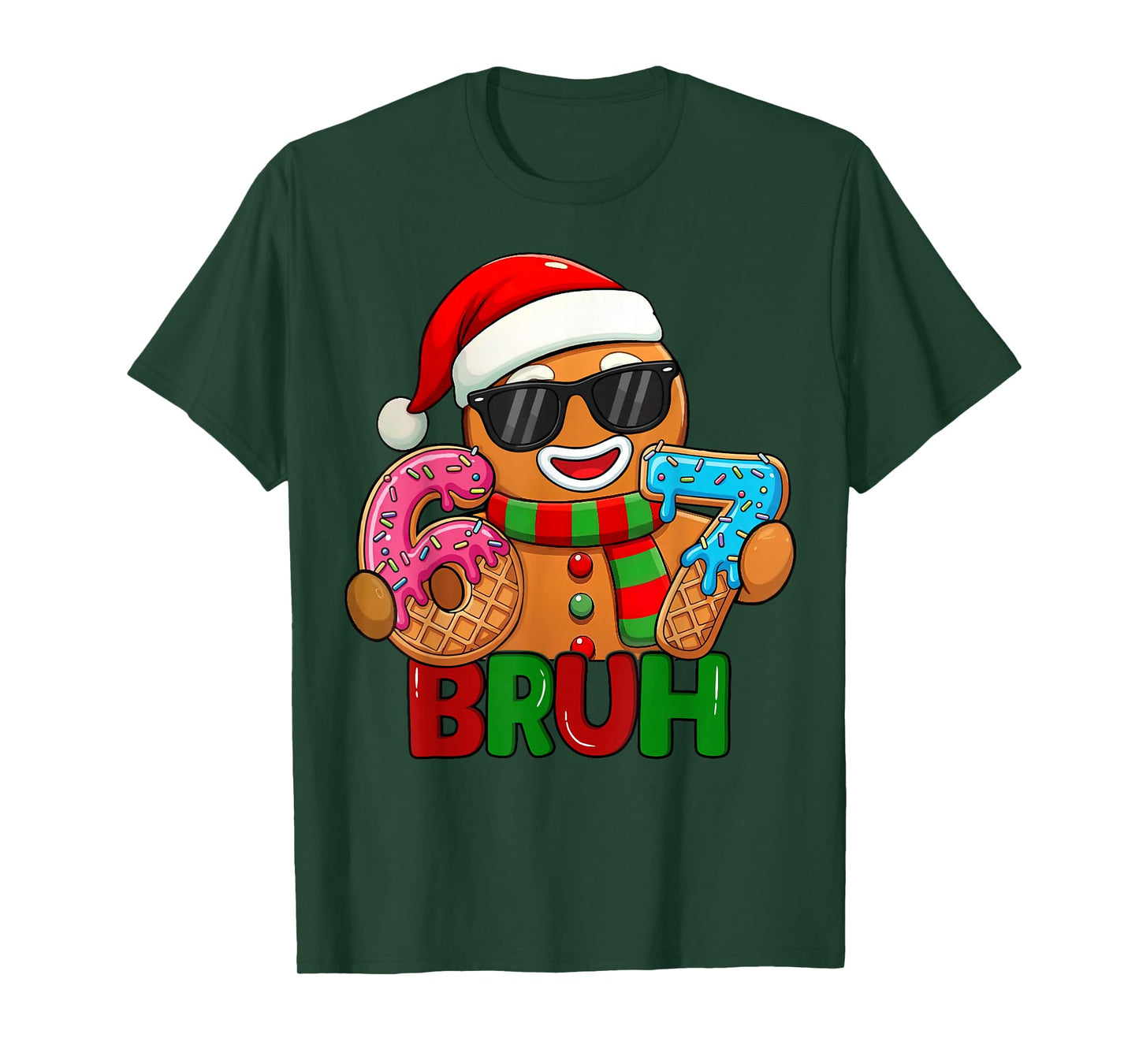 67 Christmas 6 7 Meme Gingerbread Man Xmas Pajamas Holiday T-Shirt