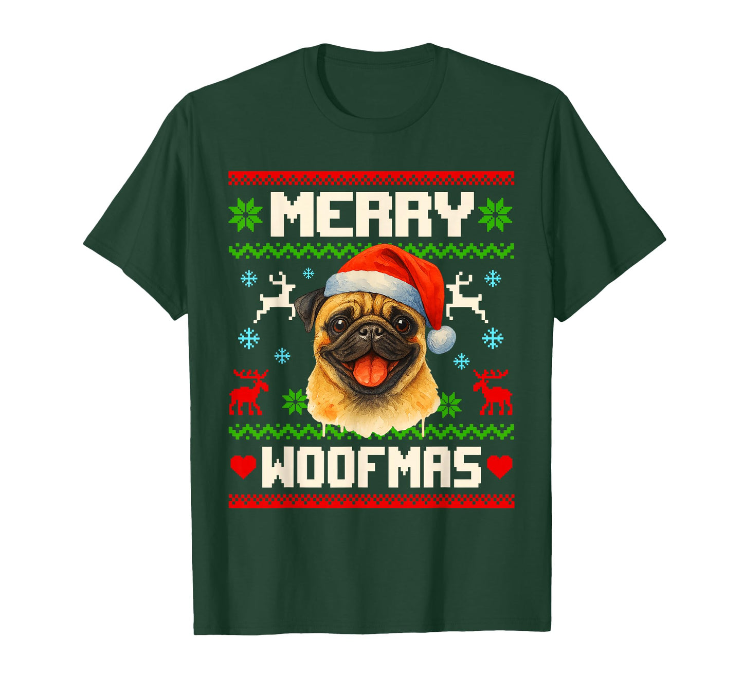Funny Pug Christmas Ugly Sweater Pet Dog Lover Xmas T-Shirt
