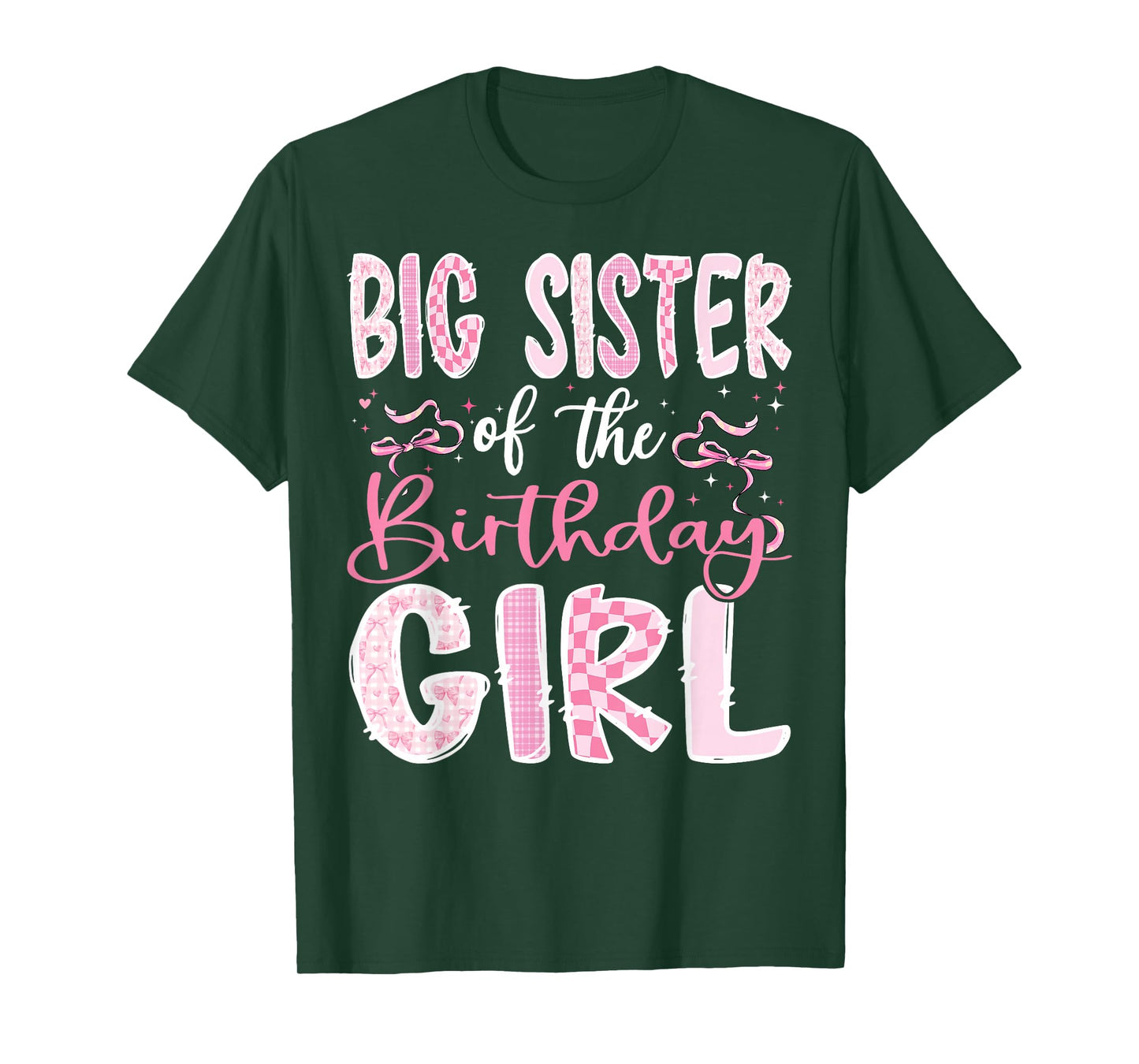 Big Sister of The Birthday Girl Pink Coquette Bow Family T-Shirt