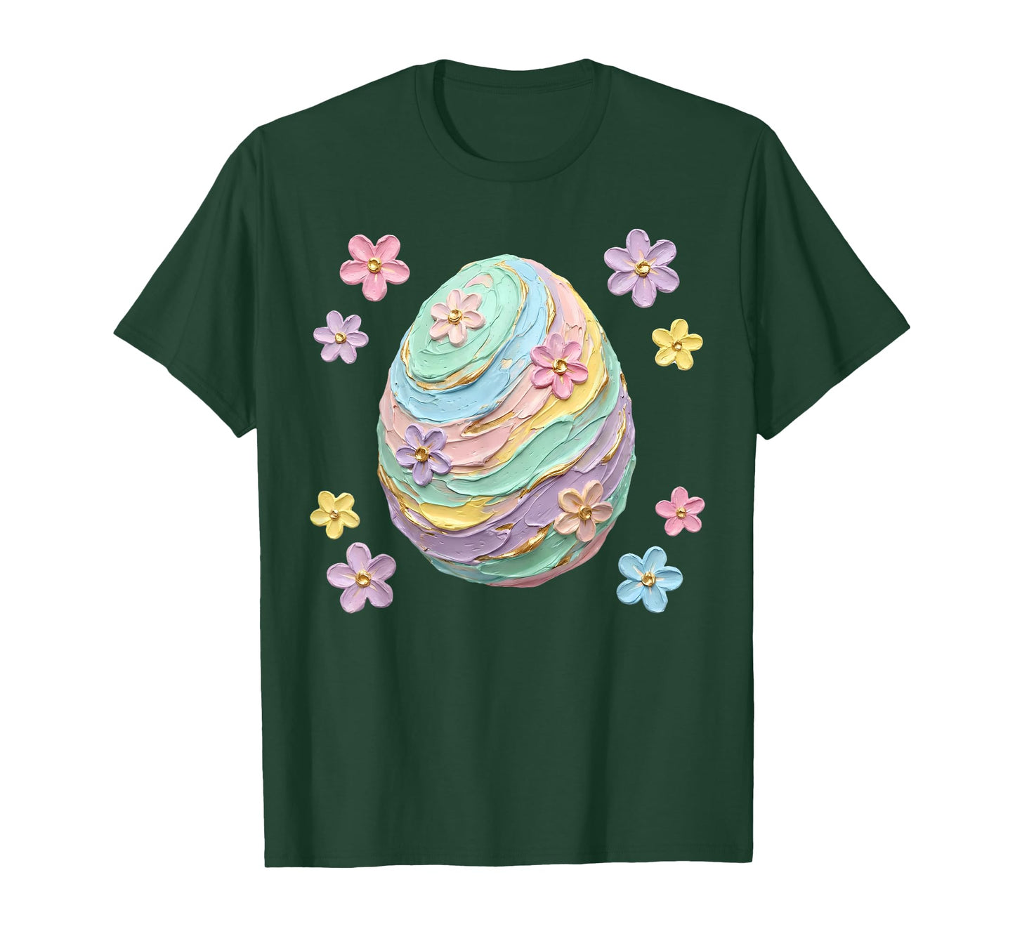Hand Paint Pastel Easter Egg Flowers T-Shirt