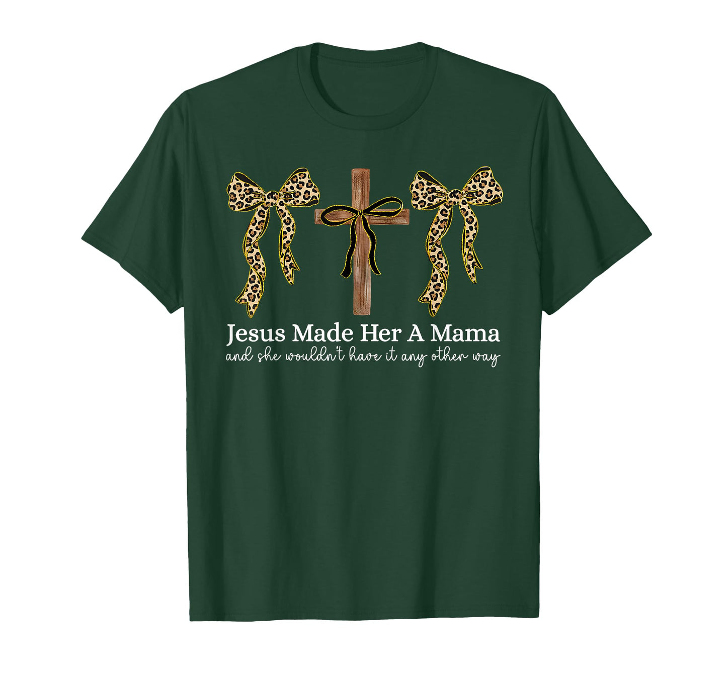 Jesus Made Her A Mama Christian Cross Faith Coquette Bow T-Shirt