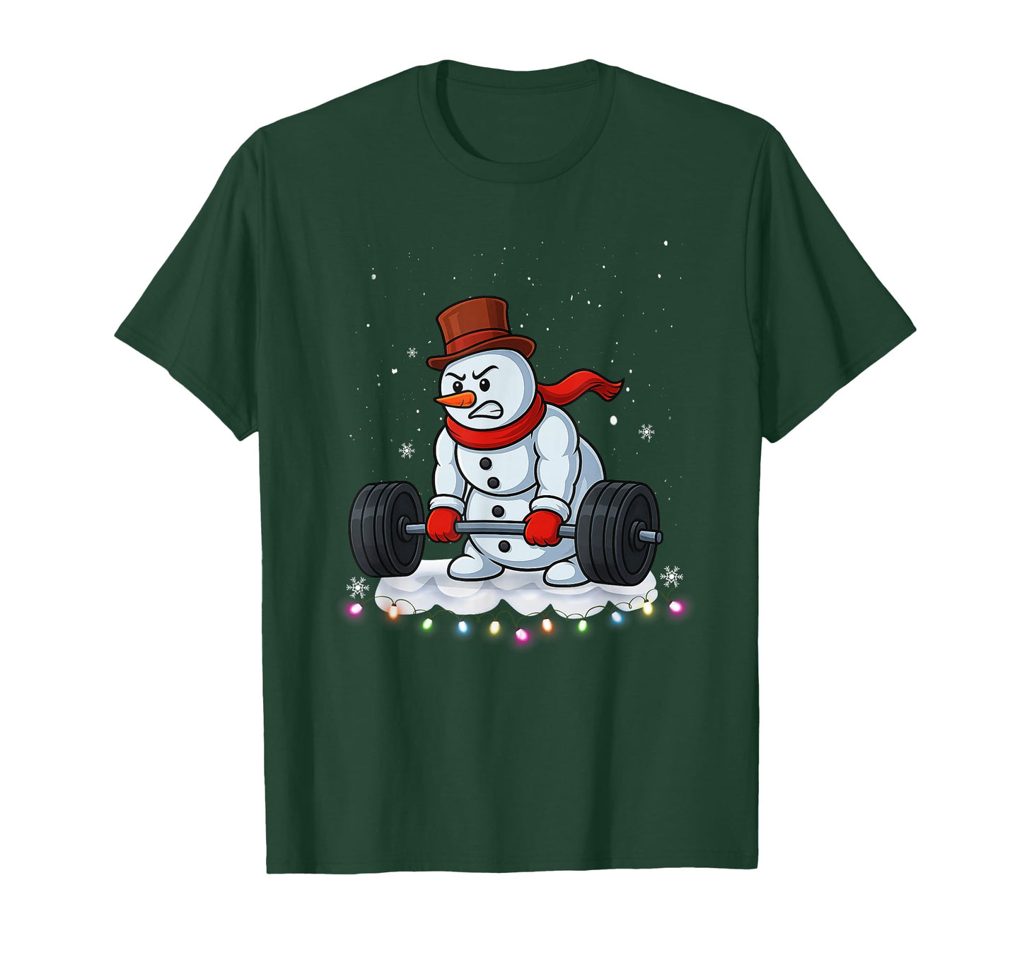 Christmas Weightlifting Snowman Shirt Funny Snowman Gym T-Shirt