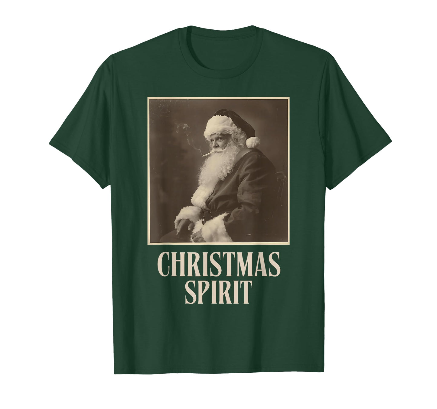 Funny Smoking Santa Claus Christmas Spirit Vintage T-Shirt
