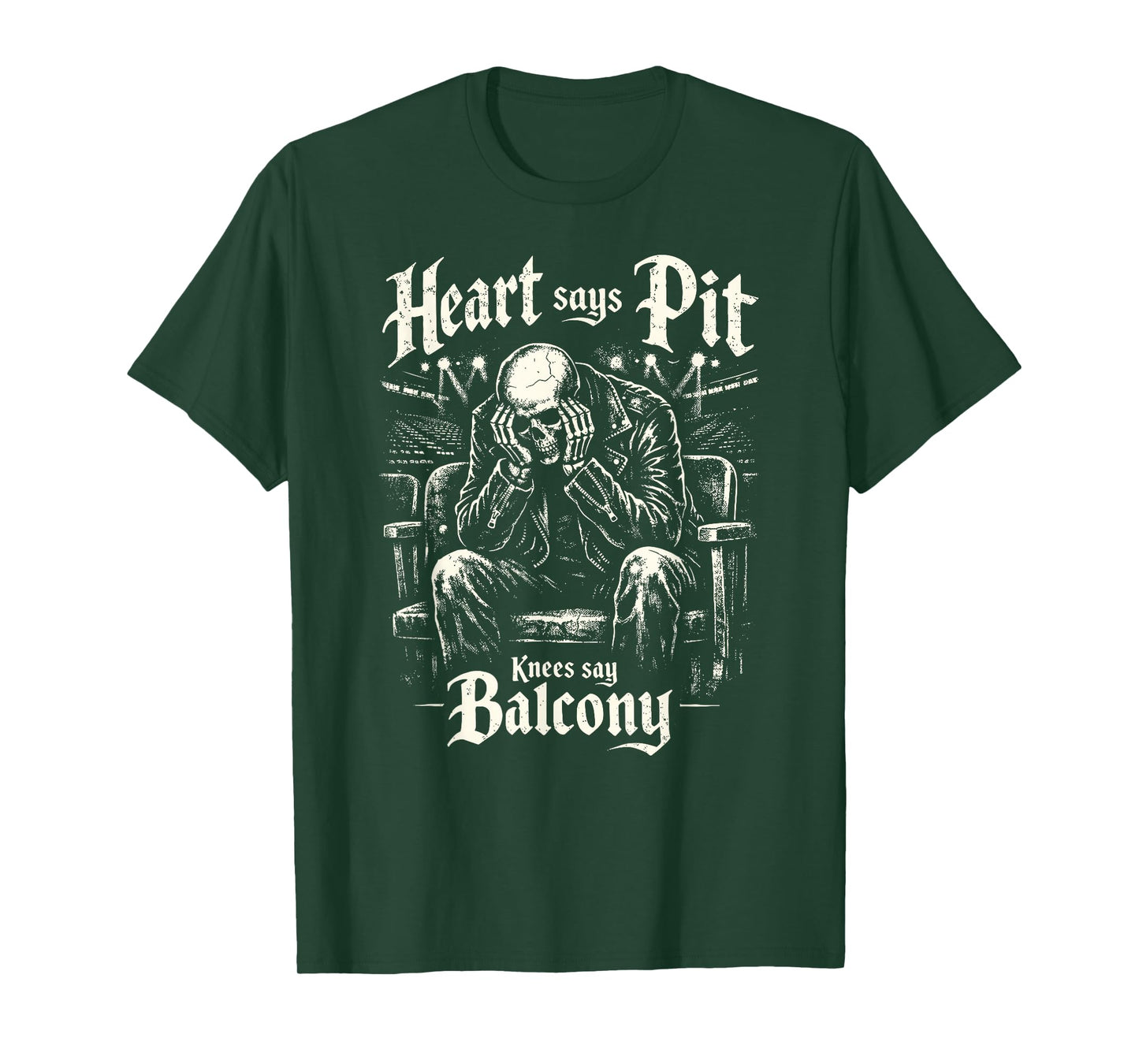 Heart Says Pit Knees Say Balcony Metal Rock Concert Mosh Pit T-Shirt