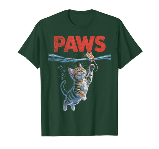 Paws Cat and Mouse Top, Cute Funny Cats Lover Parody T-Shirt