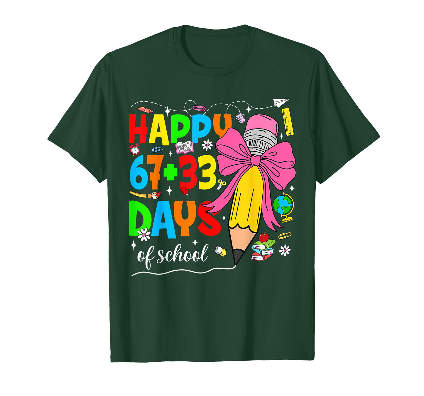 Happy 100 Days of School Pencil Teacher 100th Day of School T-Shirt