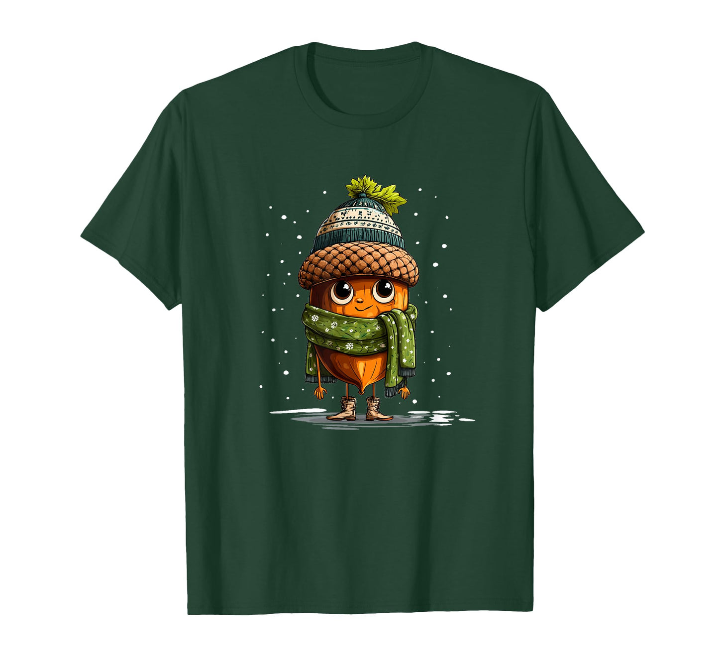 Cute Acorn Oak with Winter Hat and Shawl for Chestnuts Fans T-Shirt