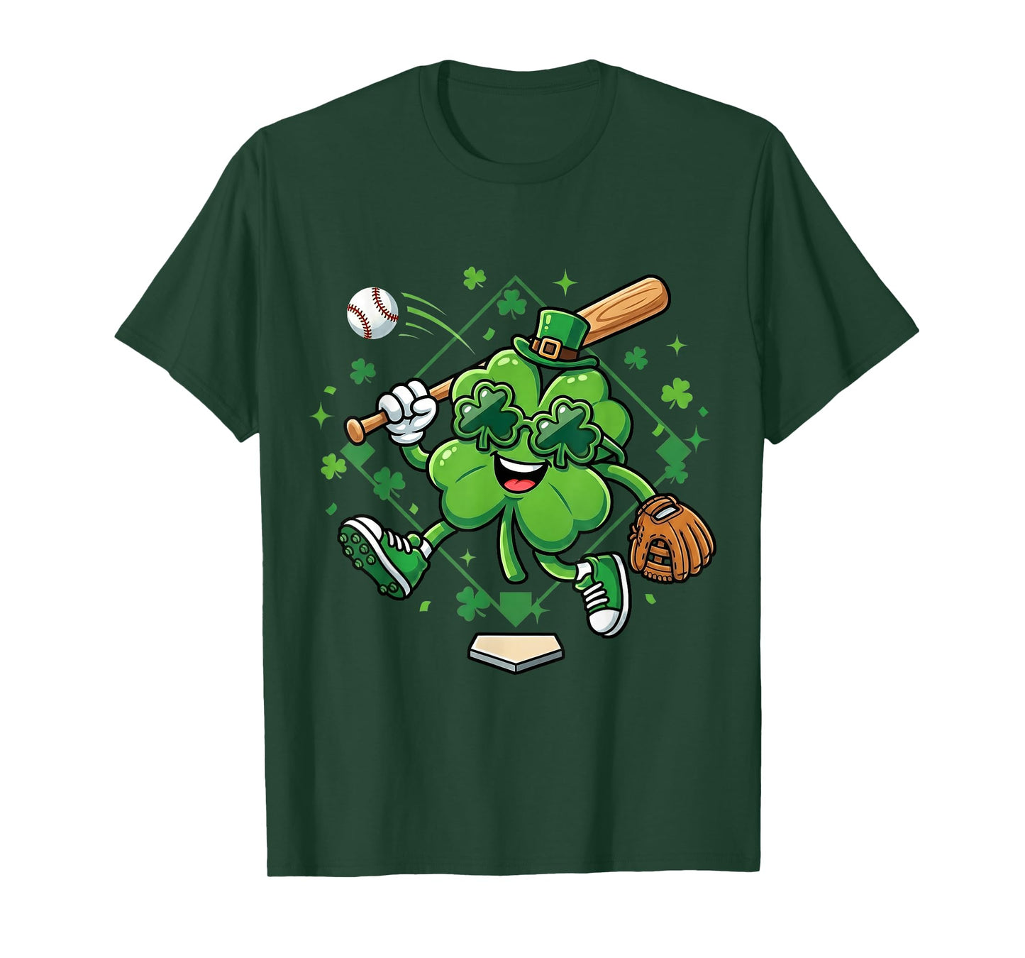 St Patricks Day Baseball Shamrock Saint Paddys Boys Men Kids T-Shirt
