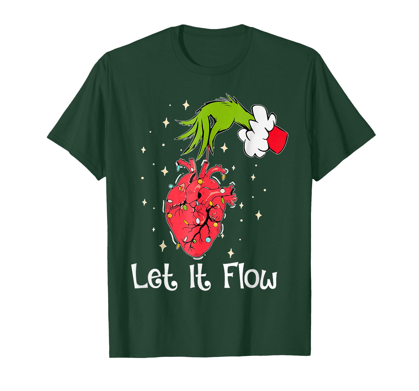 Funny Let It Flow Anatomy Heart Cardiac Nurse Santa Hat Xmas T-Shirt
