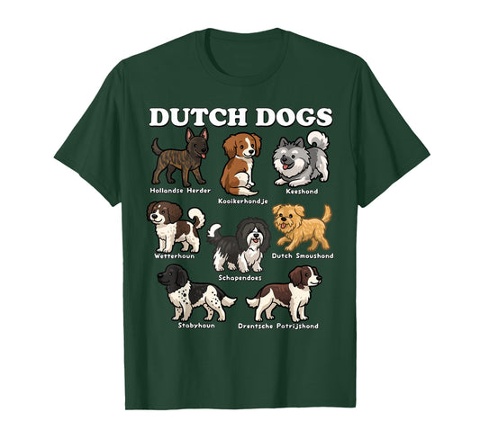 Dutch Dogs Breed Chart Cute Netherlands Dog Breeds Art T-Shirt