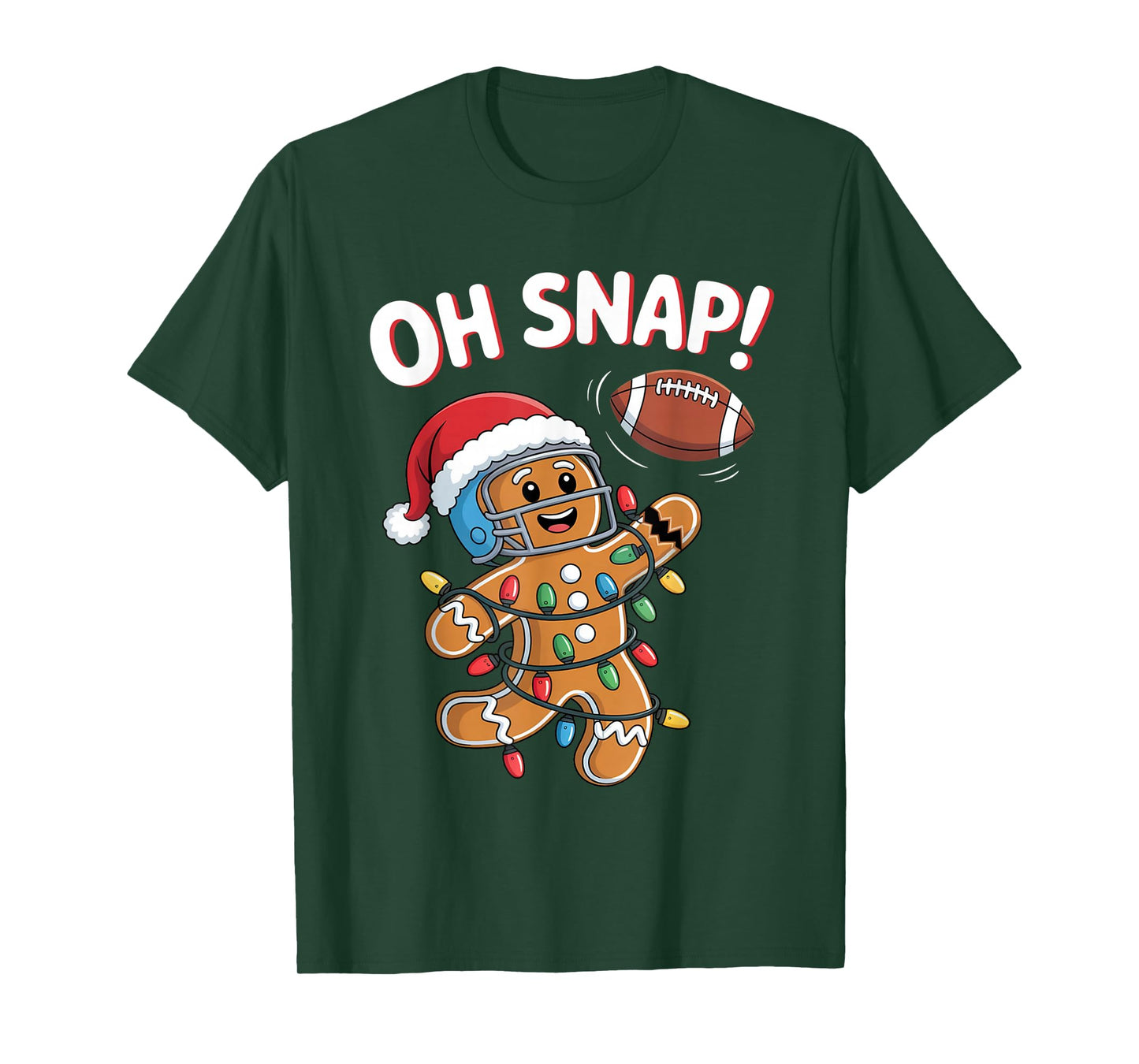 Oh Snap Funny Gingerbread Man Football Christmas Pajamas T-Shirt
