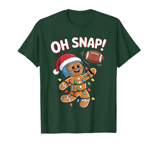 Oh Snap Funny Gingerbread Man Football Christmas Pajamas T-Shirt