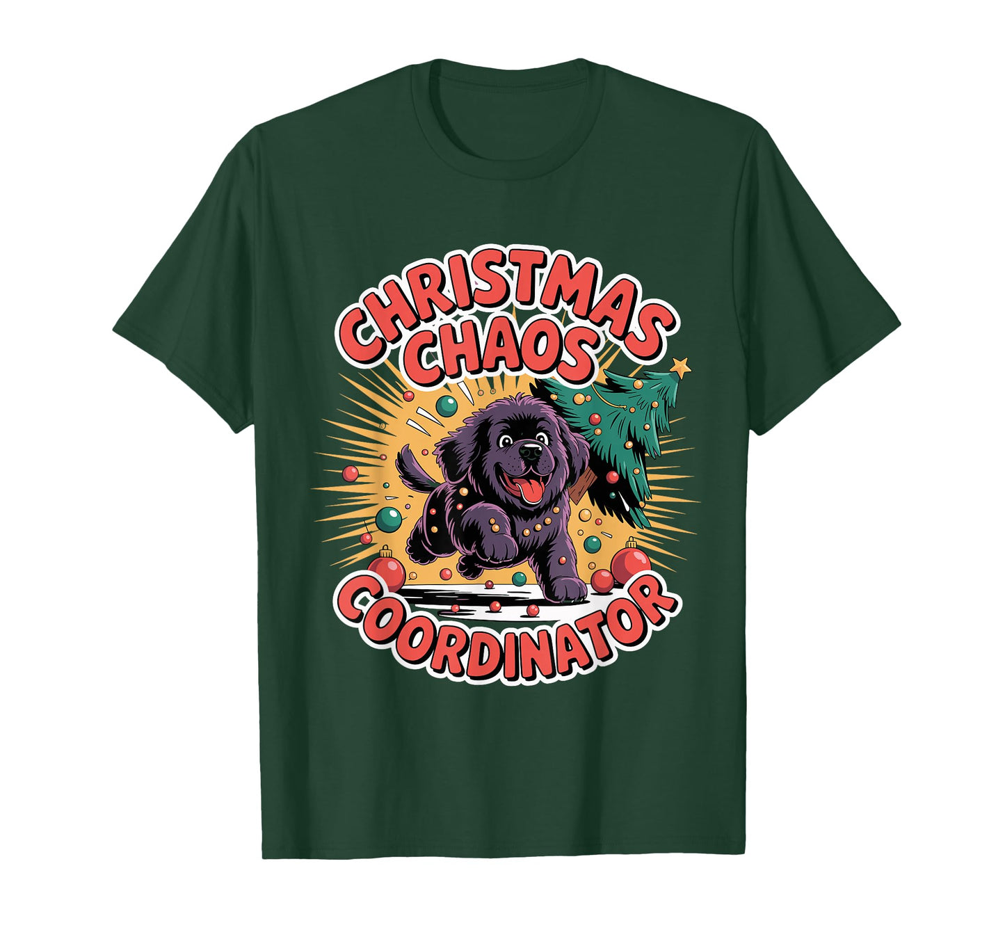Christmas Chaos Coordinator Xmas Puppy Funny Newfoundland T-Shirt