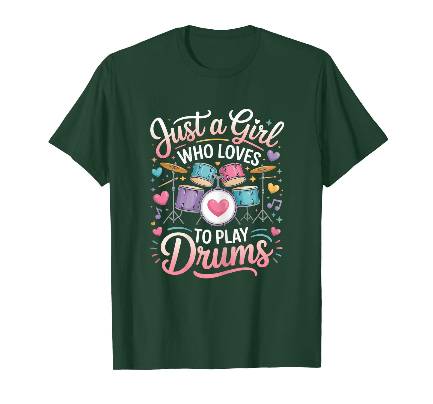 Just a Girl Who Loves to Play Drums Cute Girly Music T-Shirt