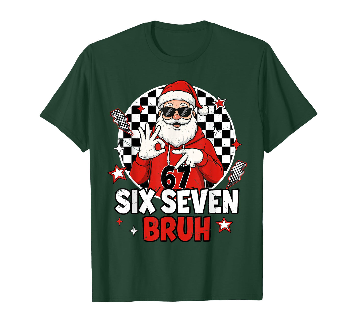 Funny 67 Meme Six Seven Christmas Bruh Santa Kids Boys Men T-Shirt