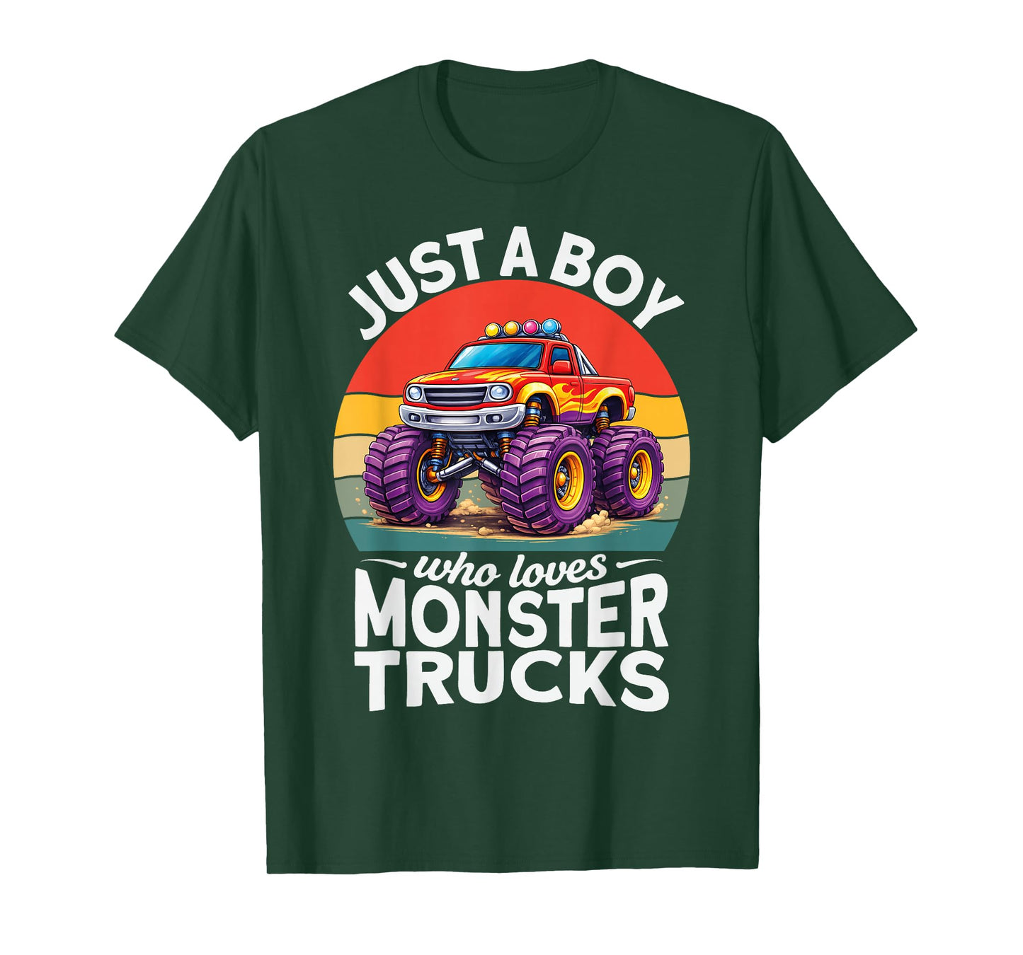 Just A Boy Who Loves Monster Trucks Funny Kids Boys T-Shirt