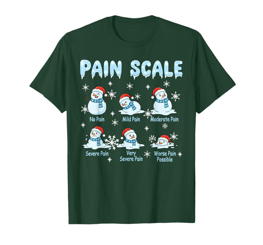 Pain Scale Snowman Nurse Medical Christmas Funny Christmas T-Shirt