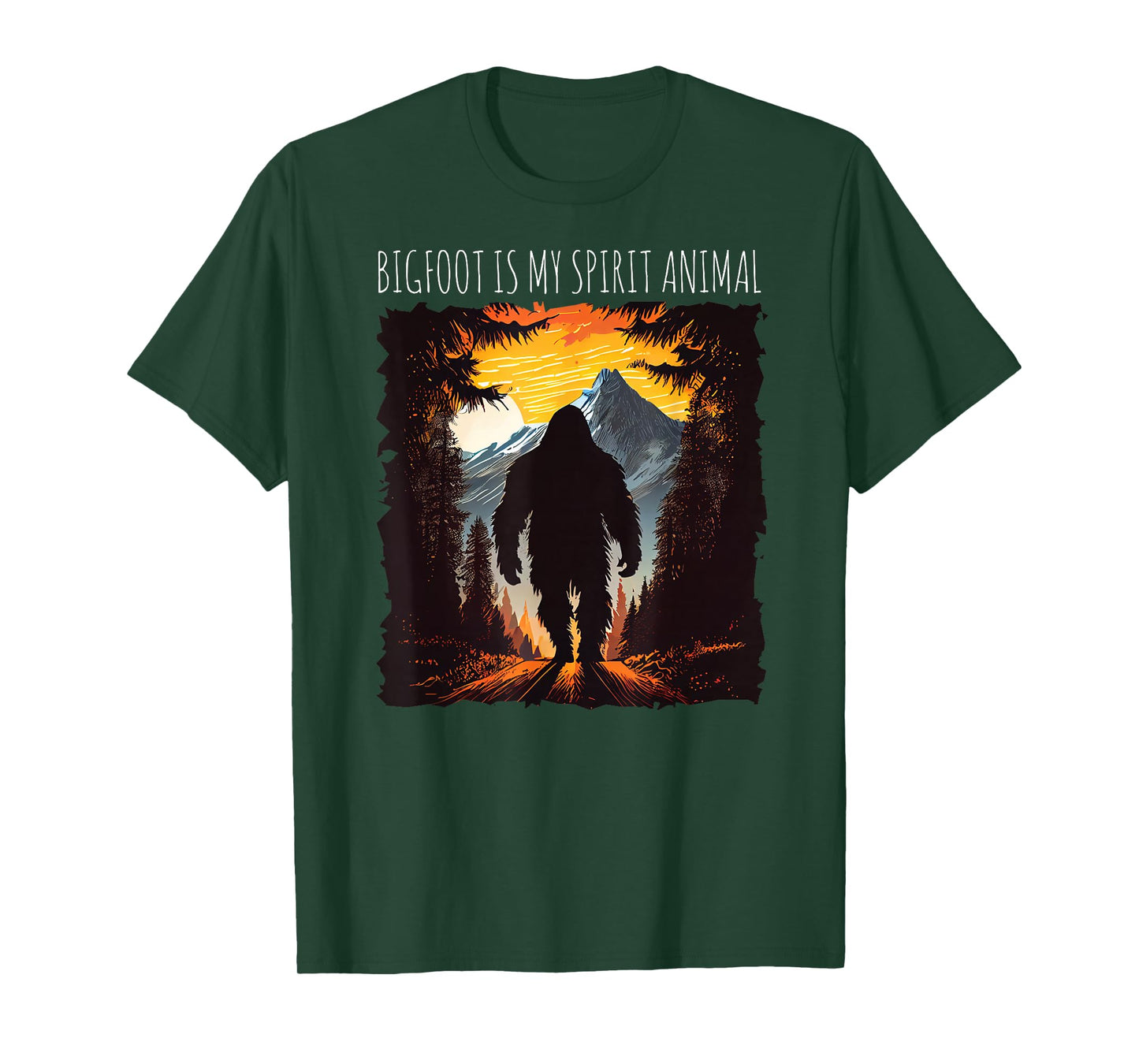 Bigfoot is My Spirit Animal Bigfoot Hiking Mountains Funny T-Shirt