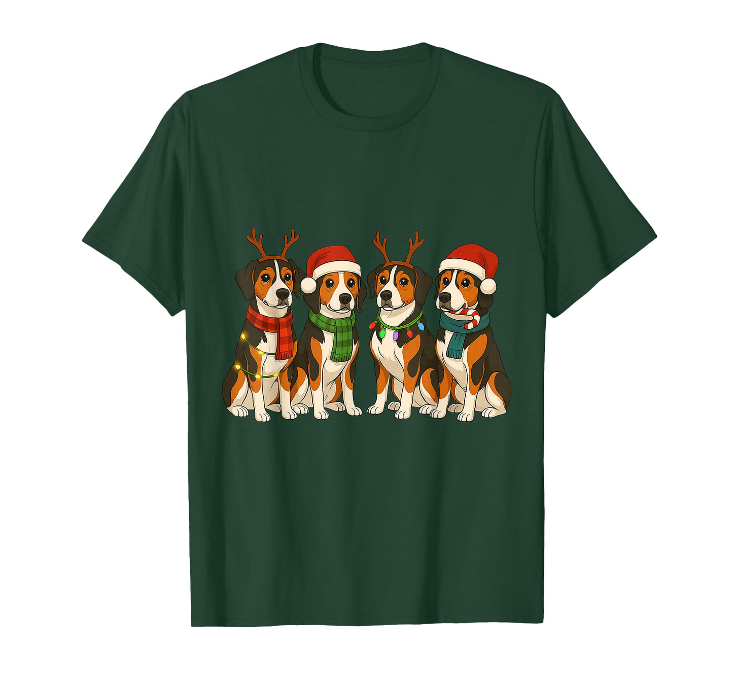 Treeing Walker Coonhound Santa Hat Tee Dog Merry Christmas T-Shirt