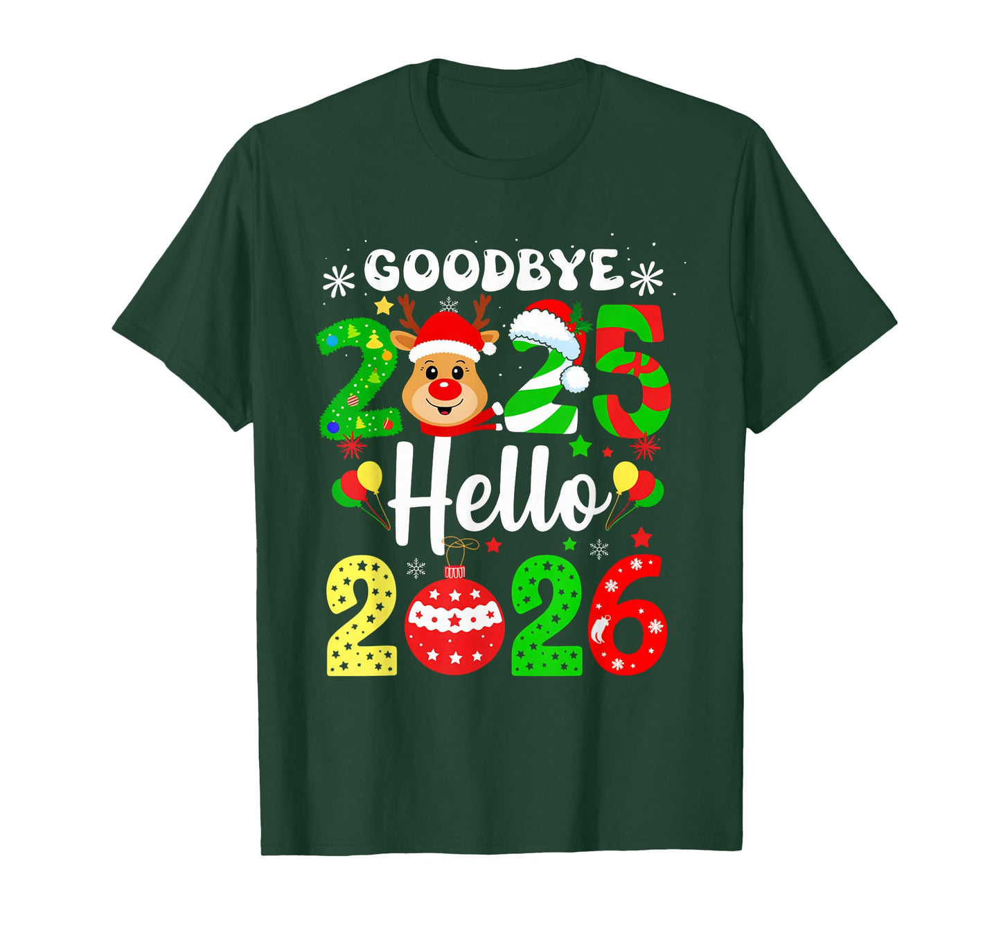 Goodbye 2025 Hello 2026 Happy New Year's Eve Christmas Men T-Shirt