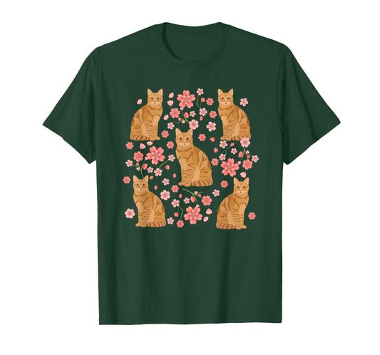 Orange Tabby Cat Owner Flowers Orange Tabby Cat Lover T-Shirt
