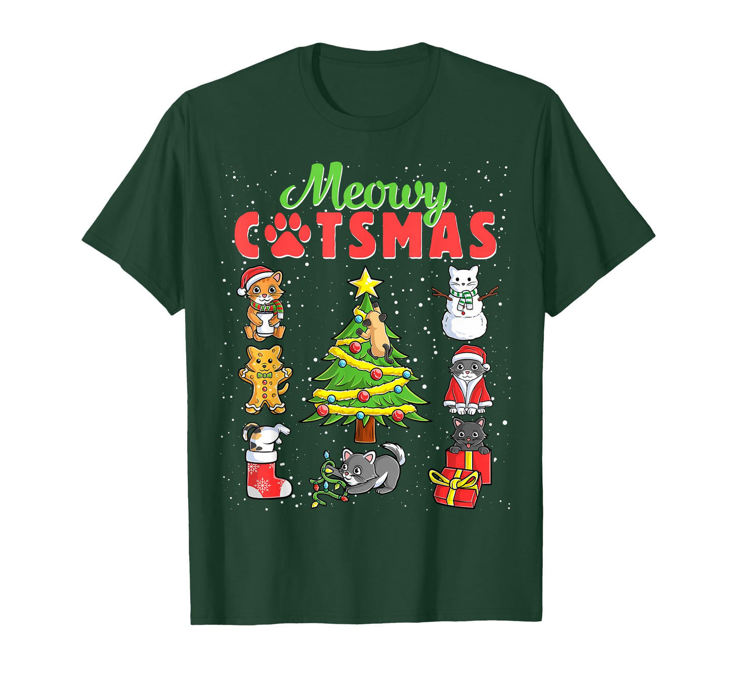 Meowy Catsmas Cats Christmas Funny Holiday Cat Boys Girls T-Shirt