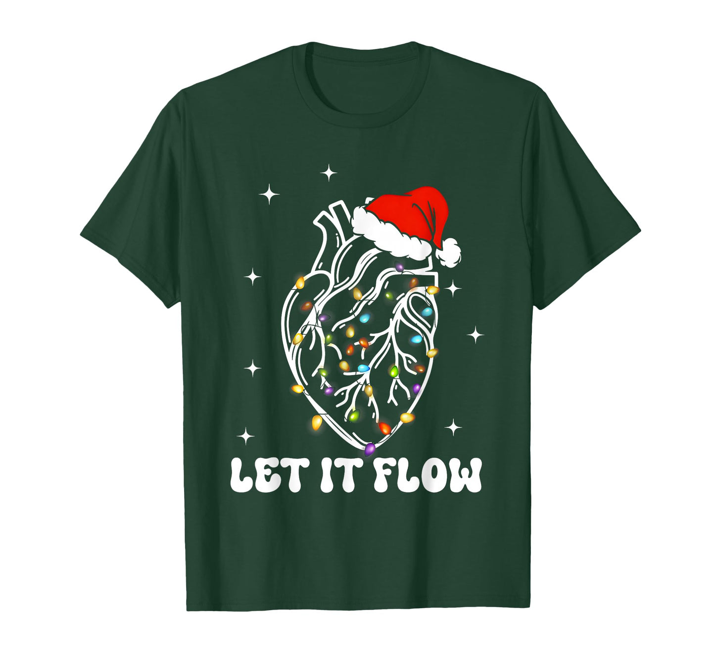Funny Let It Flow Anatomy Heart Cardiac Nurse Santa Hat Xmas T-Shirt