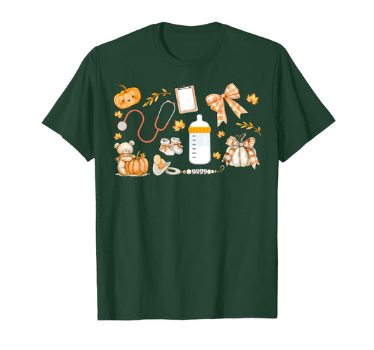 Mother Baby Nurse Fall Thanksgiving Team Nursery Nurse Women T-Shirt
