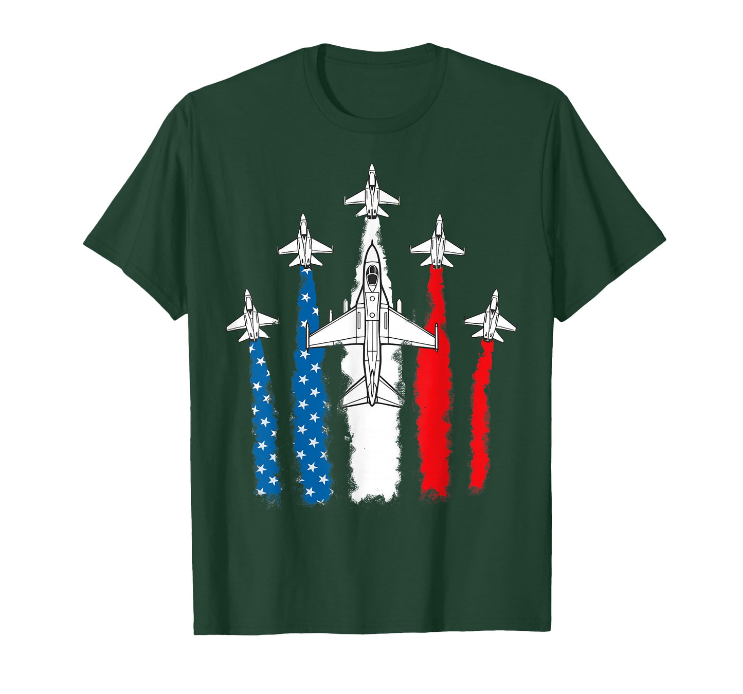 Patriotic USA Flag Fighter Jets Kids 4th of July T-Shirt