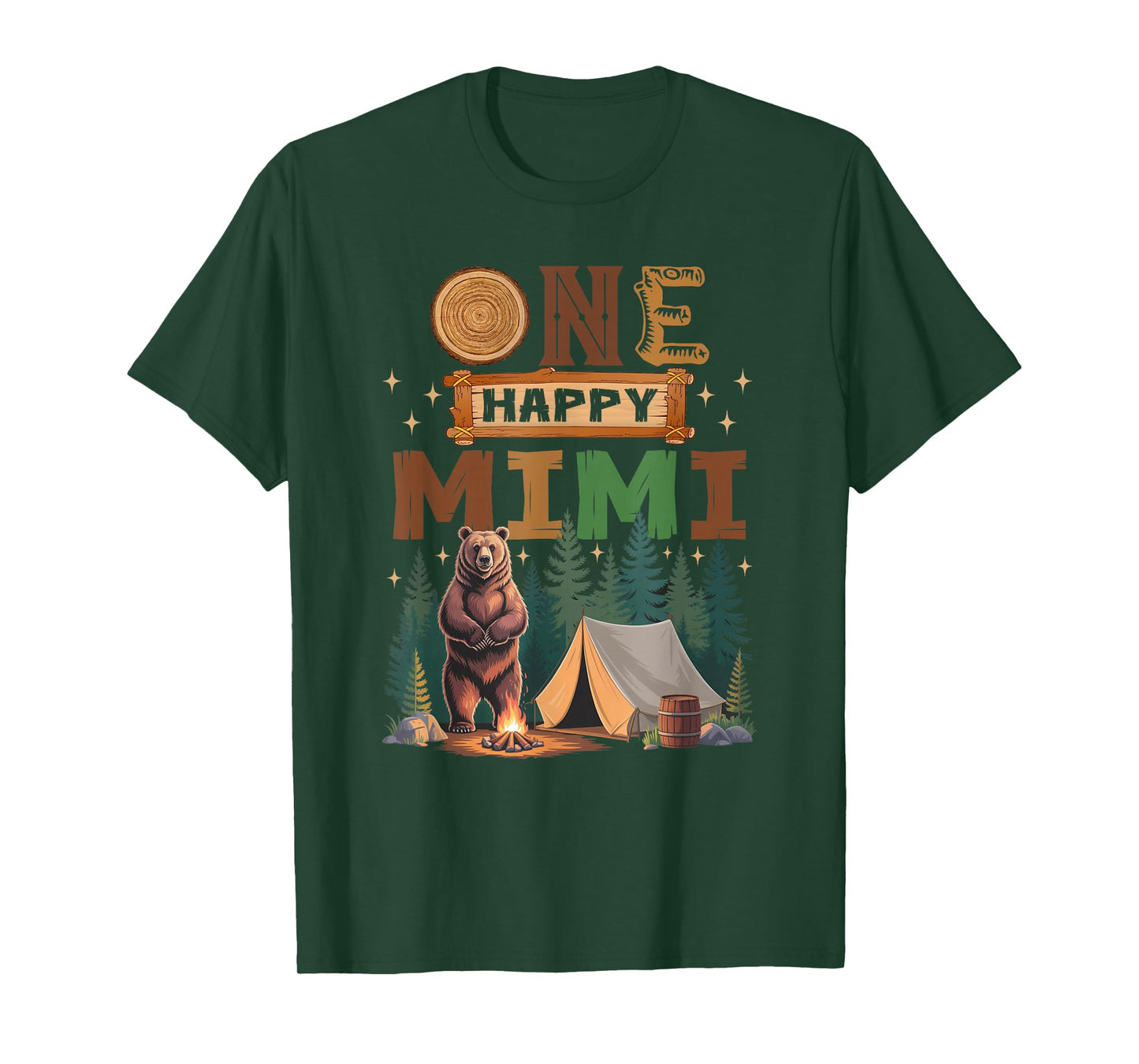 One Happy Mimi Camper 1St Birthday Camping Bear T-Shirt