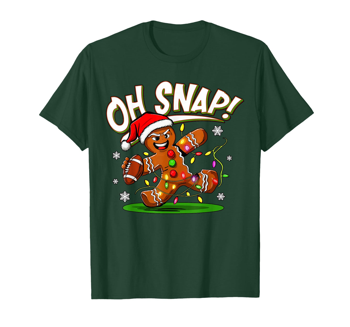 Oh Snap Gingerbread Man Santa Football Funny Christmas Xmas T-Shirt