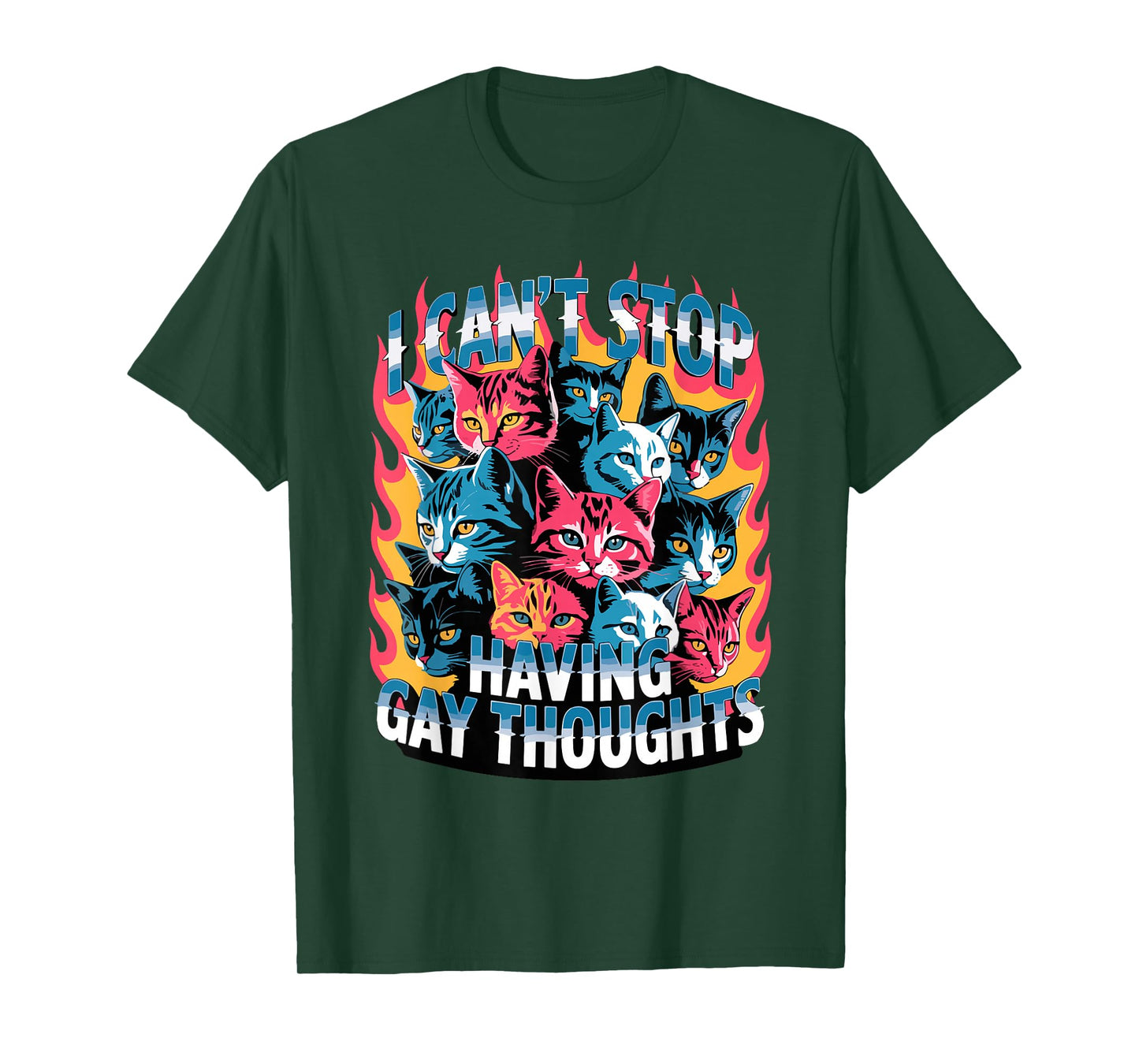 I Can't Stop Having Gay Thoughts Funny Cat Meme Bootleg GenZ T-Shirt
