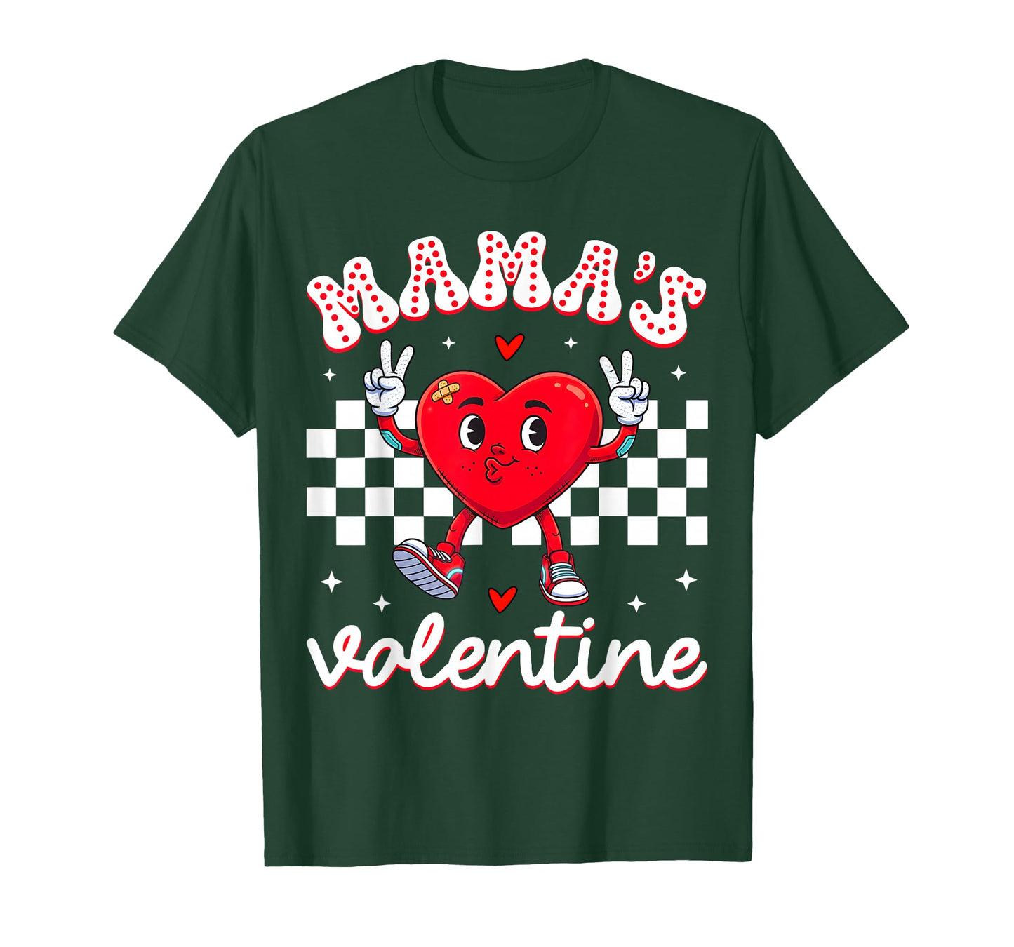 Mama's Valentine Heart Cute Kids Retro Groovy Boy Girl T-Shirt